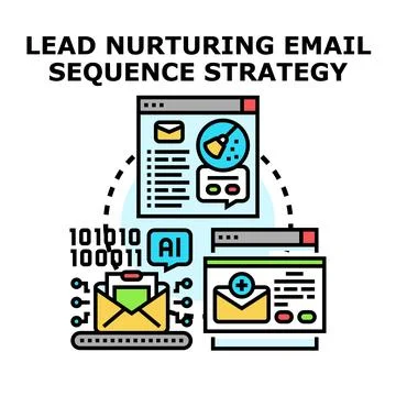 Lead nurturing email strategy generating customer relationships Stock Illustration