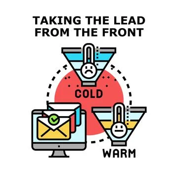Lead nurturing funnel converting cold prospects to warm customers Stock Illustration