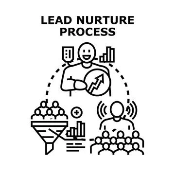 Lead nurturing process for business growth and conversion Illustration