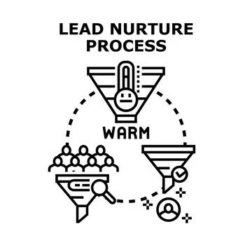 Lead nurturing process converting prospects into customers Иллюстрация