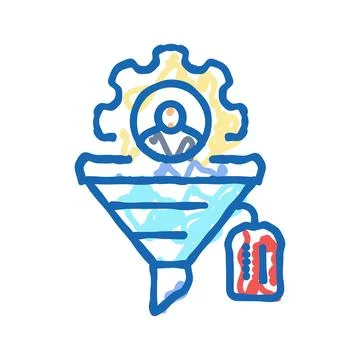 Lead nurturing technical sales engineer icon doodle illustration Stock Illustration