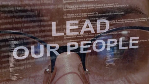 Lead our people text on background of female developer Stock Footage 107279757