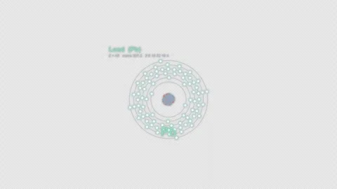 Lead Pb Bohr Atom Model Labeled Animation Video Overlay Alpha 4K 库存影片 339367044