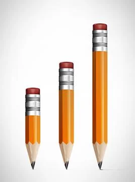 Lead pencils various length on white background. Stock Illustration