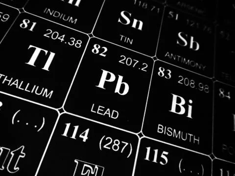 Lead on the periodic table of the elements Foto stock