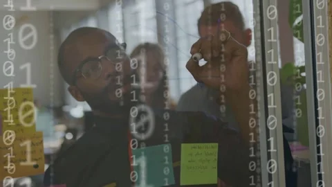 Lead picking marker and mapping links for planning on glass, tech overlay Stock Footage 335316744