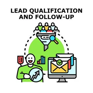 Lead qualification and follow up process for marketing success Ilustración de archivo
