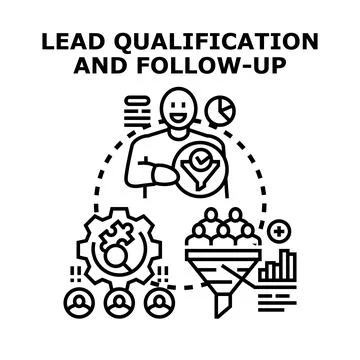 Lead qualification and follow up process concept illustration Ilustración de archivo