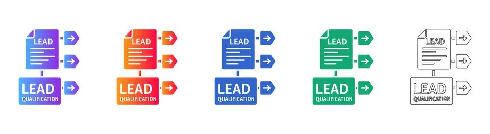 Lead Qualification Flowchart Icons 스톡 일러스트