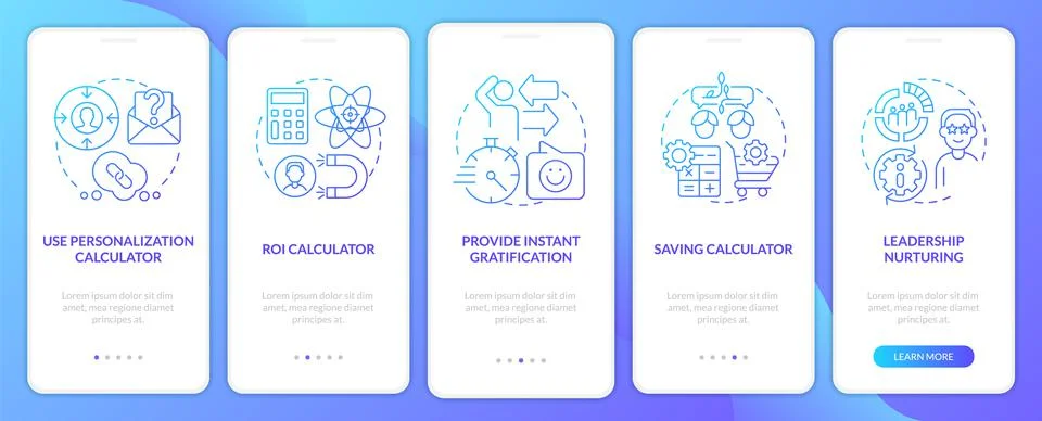 Lead retention blue gradient onboarding mobile app screen 스톡 일러스트