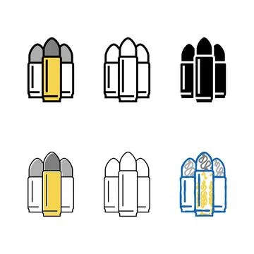 Lead round nose designs soft point bullet color icon vector Stock Illustration