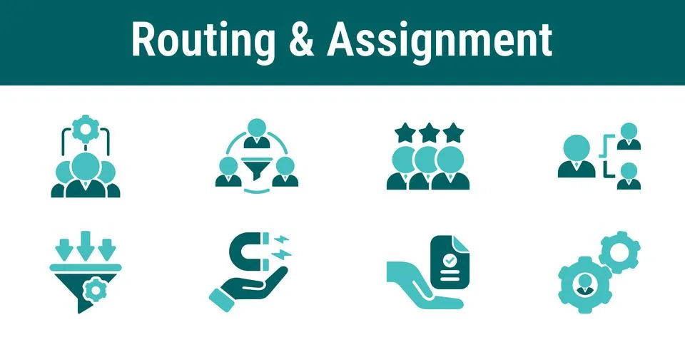 Lead Routing and Assignment Icons Stock Illustration