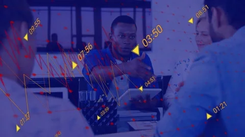 Lead scanning tablet shaking hands closing business deal animated timecodes Stock Footage 326975078