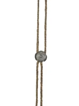 Lead seal on a rope, it is isolated on a white background Stock-Fotos