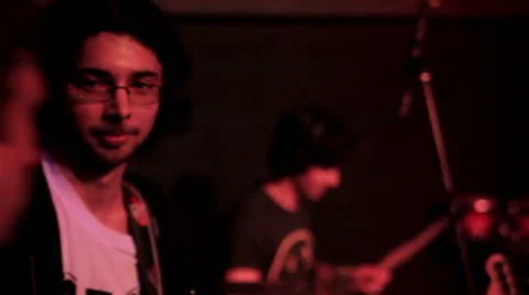 Lead singer performs on stage Stock Footage 47843094