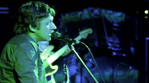 Lead singer performs on stage Stock Footage 47843254