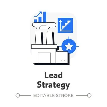 Lead strategy flat outline concept icon Stock Illustration
