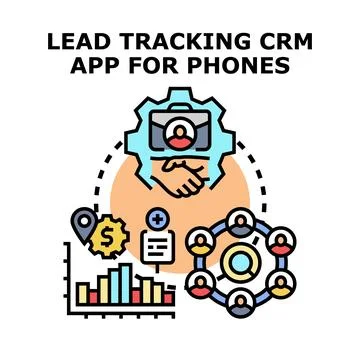 Lead tracking crm app concept for business sales management 스톡 일러스트