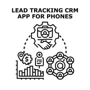 Lead tracking crm app concept for business sales management Illustration