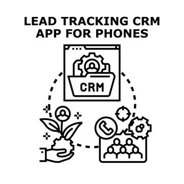Lead tracking crm app management concept Stock Illustration