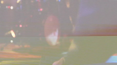 Lead vocalist stepping to mic as interference clearing, drummer playing, band Stock Footage 332822120