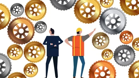 Leader and technical team with gear cogwheel troubleshooting fixing solving Stock Footage 309452465