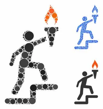 Leader Climb with Torch Composition Icon of Spheric Items 스톡 일러스트