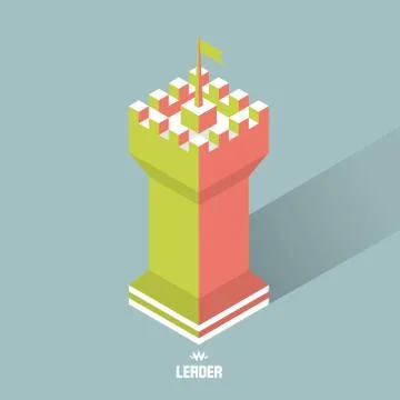 Leader concept. Tower. 3d vector illustration Stock Illustration