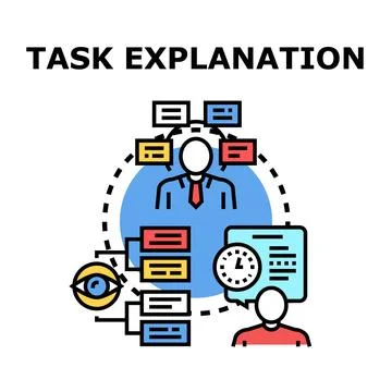 Leader explaining task organization process to team members Stock Illustration