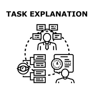 Leader explaining task organization process to team members Stock Illustration