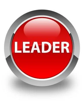 Leader glossy red round button Stock Illustration
