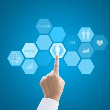 Leader hand working with modern computer interface as career concept Stock Illustration