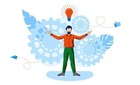 Leader managing work with idea or skill vector illustration concept Stock Illustration