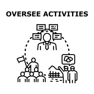 Leader overseeing activities and managing different teams Stock Illustration