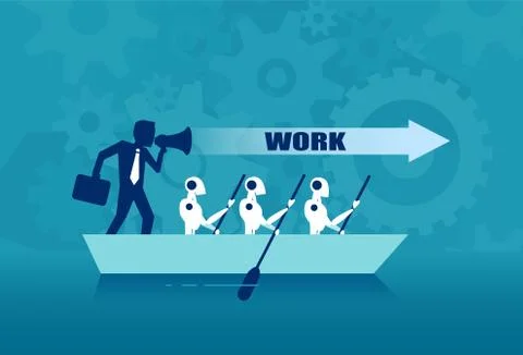 Leader with robots for human replacement イラスト素材