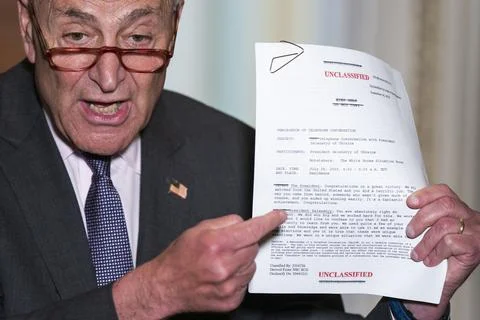 Leader Schumer speaks on Trump transcript from US Capitol, Washington, USA - 25  Stock Photos
