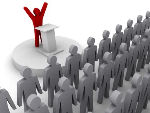 Leader speaking to crowd. Concept 3D illustration. Stock Illustration