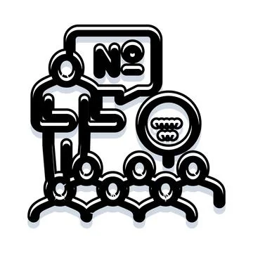 Leader speaking to a group denying request icon Illustration