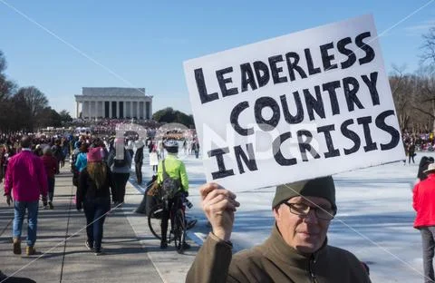 Leaderless Country, Washington DC Women's March 2018 Stock Photos