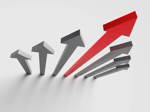 Leadership concept. One red leader arrow leading team forward Stock-Illustration