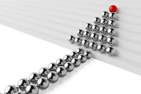 Leadership Concept. Rows of Balls in the Form of an Arrow Ascending Steps w.. Stock Illustration