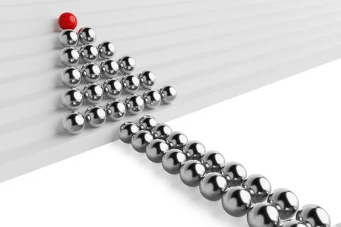 Leadership Concept. Rows of Balls in the Form of an Arrow Ascending Steps w.. Stock Illustration