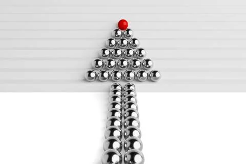 Leadership Concept. Rows of Balls in the Form of an Arrow Ascending Steps w.. Stock Illustration