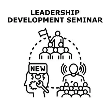 Leadership development seminar developing skills and guiding team Illustrazione stock
