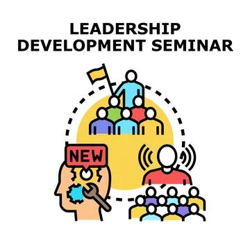 Leadership development seminar developing skills and guiding team Stock Illustration
