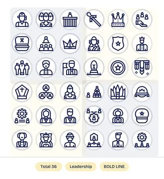 Leadership Display Perfect Vector Set with 36 Retina Ready Bold Line Icons Stock Illustration