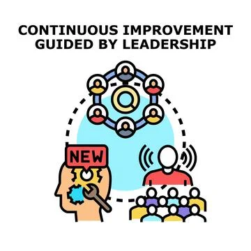 Leadership guiding continuous improvement process with team collaboration Stock Illustration