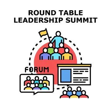 Leadership summit round table discussion meeting concept Stock Illustration