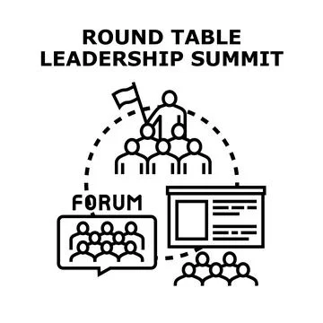 Leadership summit round table discussion meeting concept Ilustración de archivo