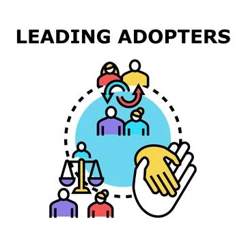Leading adopters concept with group collaboration and support system Stock Illustration